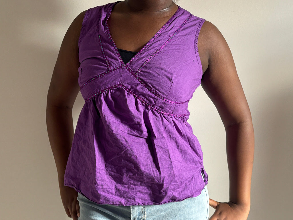 Purple Twist-Front Tank Top
