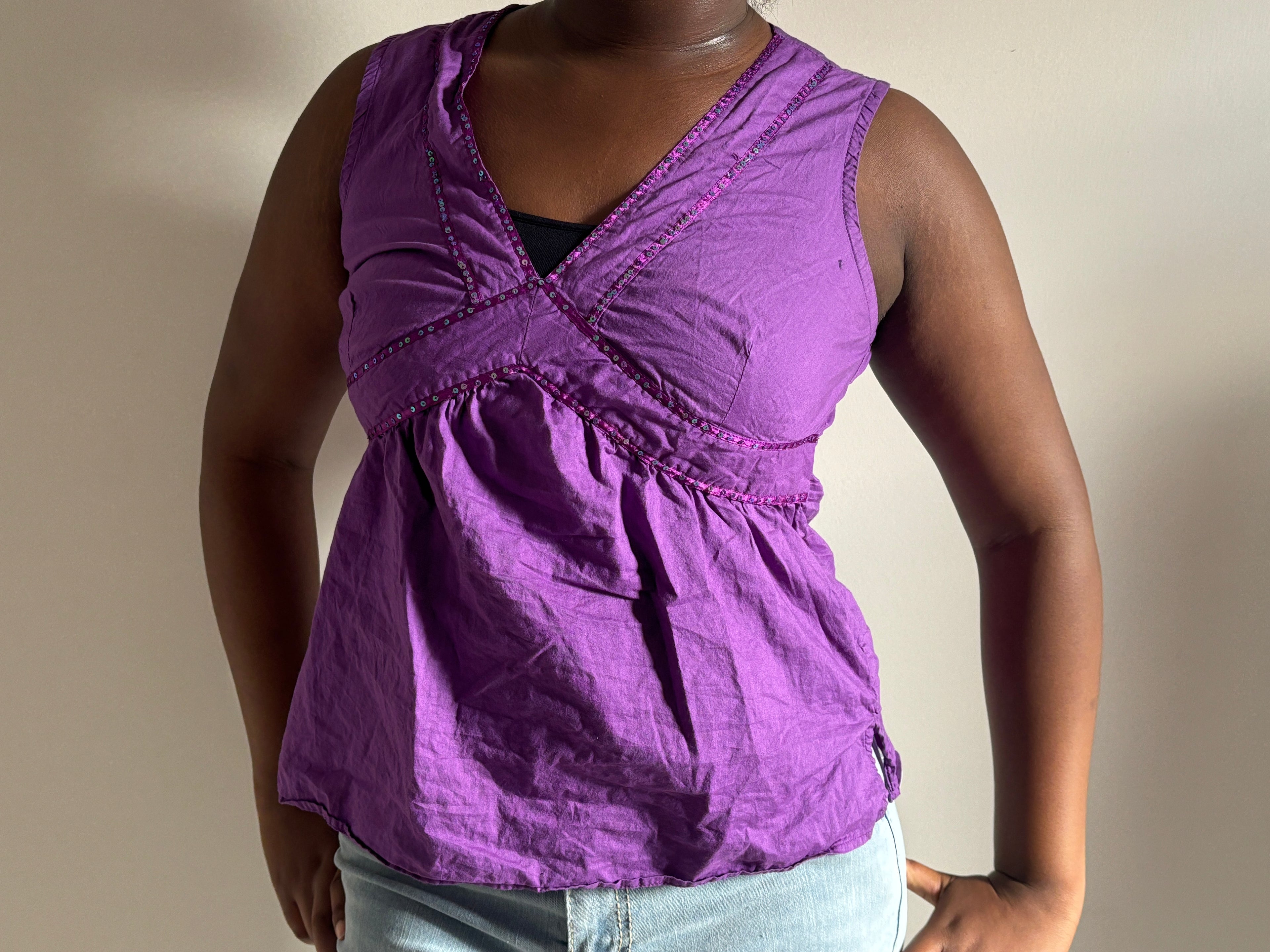 Purple Twist-Front Tank Top