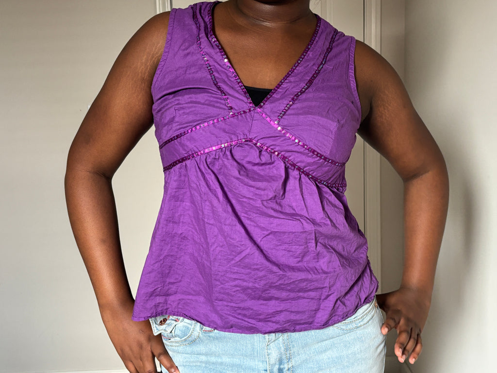 Purple Twist-Front Tank Top