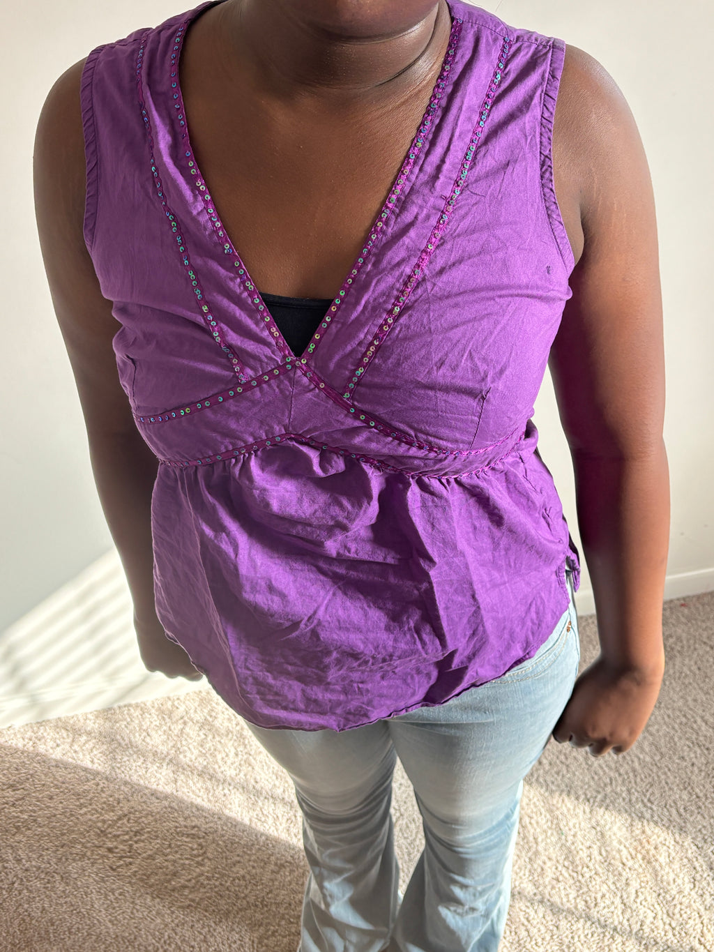 Purple Twist-Front Tank Top