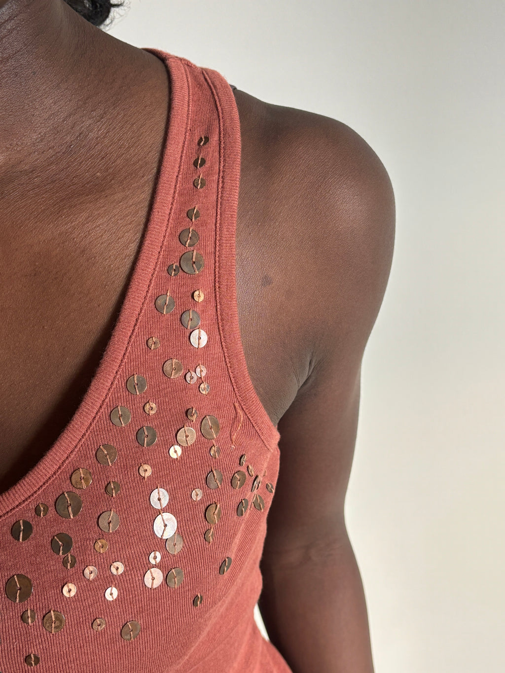 ⭐ Orange Tank Top with Studded Details